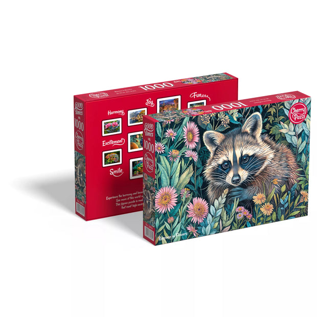 CherryPazzi dėlionė Raccon in Flowers 1000 det