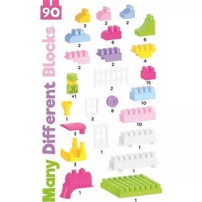 Technok konstruktorius lagamine 90 detalių rožinis