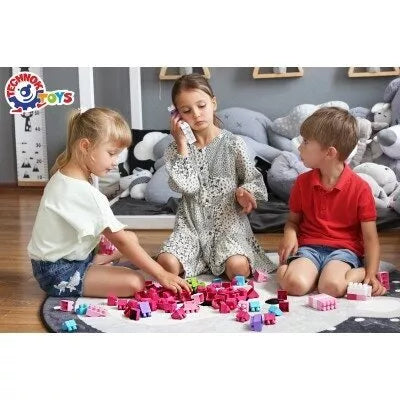 Technok konstruktorius lagamine 90 detalių rožinis