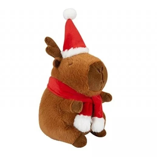 Minkštas žaislas Kapibara su kalėdine kepure ir šaliku 20 cm